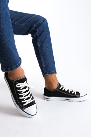 JET-0422 Luke Bağcıklı Keten Kumaş Erkek Günlük Sneaker Ayakkabı KBT - Siyah