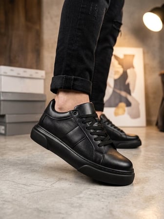 ET0247 Erkek Sneaker Günlük Casual Spor Ayakkabı Siyah Taban
