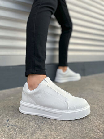 JET-007 Alba Bağcıksız Cilt Erkek Günlük Sneaker Ayakkabı CBT Beyaz