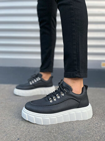 JET-010 Cloud Bağcıklı Cilt Erkek Günlük Sneaker Ayakkabı CBT - Siyah