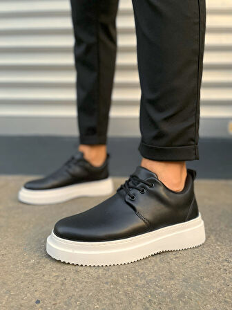 JET-x03 Luxor Bağcıklı Cilt Erkek Günlük Spor Klasik Ayakkabı CBT - Siyah