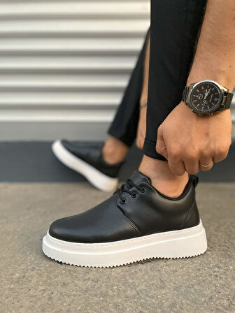 JET-x03 Luxor Bağcıklı Cilt Erkek Günlük Spor Klasik Ayakkabı CBT - Siyah
