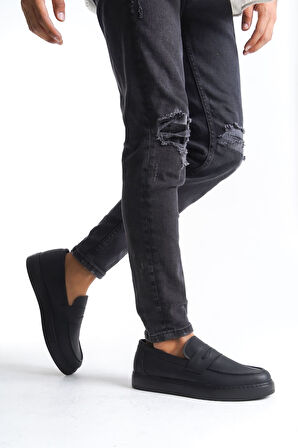 ET180 Estilo X Bağcıksız Cilt Erkek Günlük Spor Klasik Ayakkabı ST - Siyah