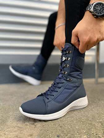 JET-799 Verton Bağcıklı Ortopedik Taban Günlük Cilt Erkek Askeri Postal Bot CBT Lacivert