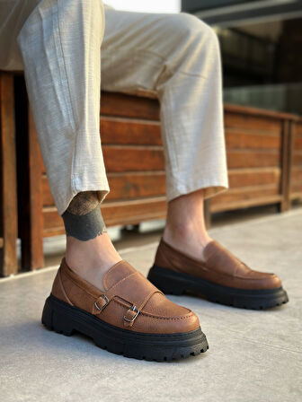 ET0242 Tokalı Klasik Yüksek Siyah Taban Taba Erkek Ayakkabı