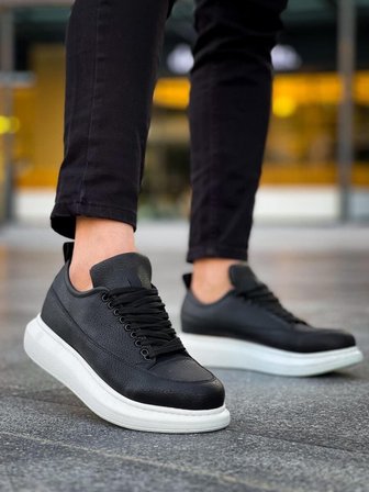 JET-814 Axel Bağcıklı Cilt Erkek Günlük Sneaker Ayakkabı CBT Siyah