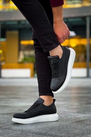 JET-814 Axel Bağcıklı Cilt Erkek Günlük Sneaker Ayakkabı CBT Siyah