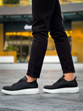 JET-814 Axel Bağcıklı Cilt Erkek Günlük Sneaker Ayakkabı CBT Siyah