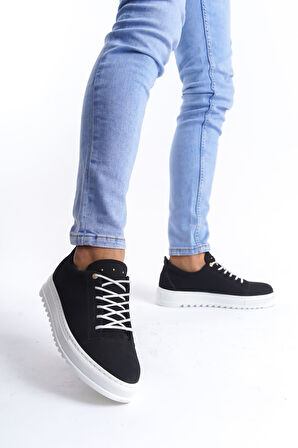 ET152 Cool Bağcıklı Süet Erkek Günlük Spor Klasik Ayakkabı BT - Siyah