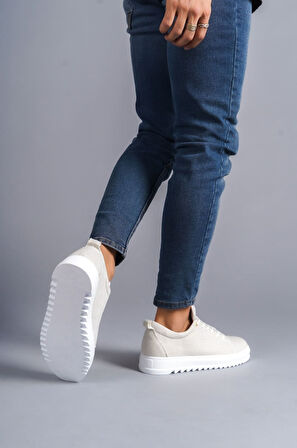 ET152 Cool Bağcıklı Keten Erkek Günlük Spor Klasik Ayakkabı BT - Beyaz