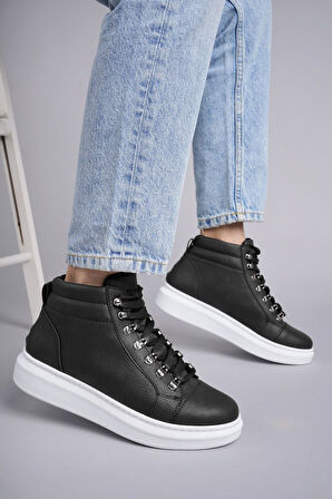 ET206 Ottawa Bağcıklı Cilt Erkek Günlük Spor Bot BT - Siyah