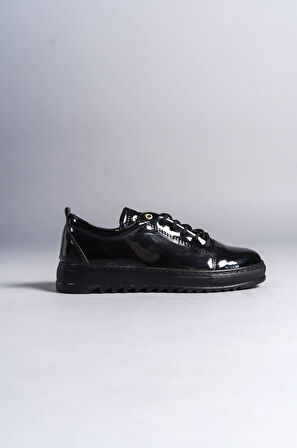 ET152 Cool Bağcıklı Rugan Erkek Günlük Spor Klasik Ayakkabı ST - Siyah