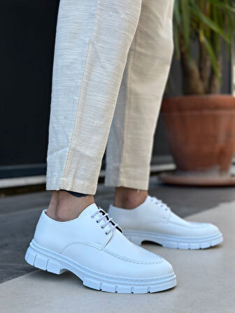 ET0237 Bağcıklı Cilt deri Klasik Yüksek Taban Beyaz Casual Erkek Ayakkabı