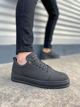 JET-152 Cool Bağcıklı Keten Erkek Günlük Spor Klasik Ayakkabı KST - Siyah