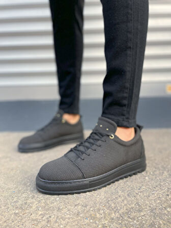 JET-152 Cool Bağcıklı Keten Erkek Günlük Spor Klasik Ayakkabı KST - Siyah