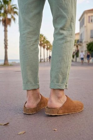 JET0556 Ravn Bağcıksız Hakiki Süet Erkek Günlük Mantar Taban Loafer Klasik Ayakkabı HDMT - Taba