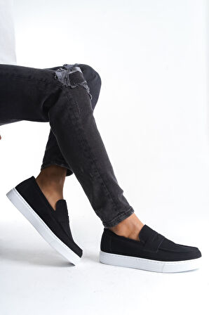 ET180 Estilo X Bağcıksız Süet Erkek Günlük Spor Klasik Ayakkabı BT - Siyah