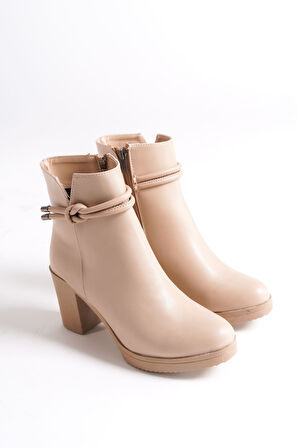 JET-JULY Fermuarlı Ortopedik Taban Topuklu Kadın Bot CTT - Ten