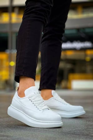 JET-814 Axel Bağcıklı Cilt Erkek Günlük Sneaker Ayakkabı CBT Beyaz