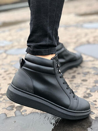 ET202 Toronto Bağcıklı Cilt Erkek Spor Bot ST - Siyah