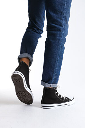 JET-0423 AXE Bağcıklı Keten Kumaş Erkek Günlük Sneaker Ayakkabı KBT - Siyah