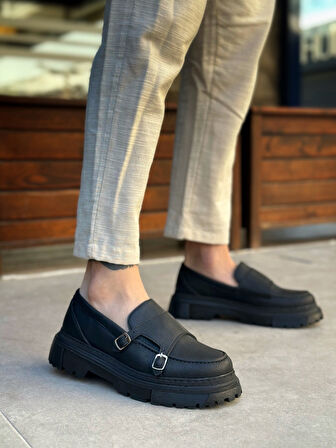 ET0242 Tokalı Klasik Yüksek Siyah Taban Erkek Ayakkabı