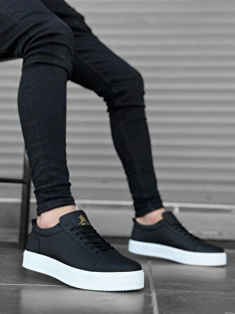 ET0104 Bağcıklı Siyah Cilt  Spor Klasik Erkek Ayakkabı