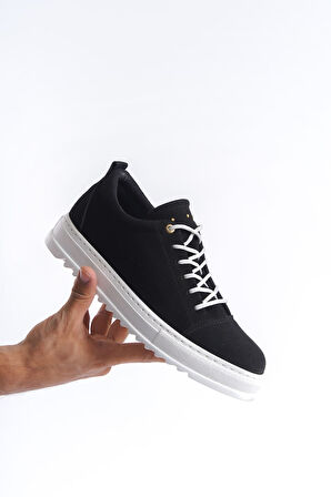 ET152 Cool Bağcıklı Süet Erkek Günlük Spor Klasik Ayakkabı BT - Siyah