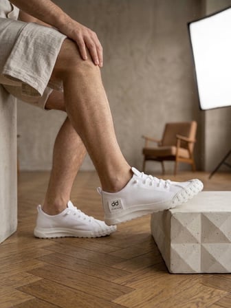 ET0248 Beyaz Esnek Bağcıklı Ultra Hafif Nefes Alan Sneaker Ayakkabı