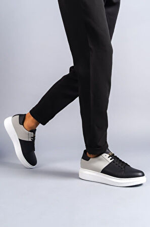 ET151 Boost Bağcıklı Cilt Süet Erkek Günlük Sneaker Ayakkabı BT - Siyah/Gri