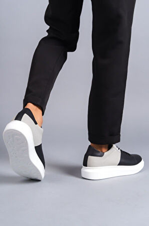 ET151 Boost Bağcıklı Cilt Süet Erkek Günlük Sneaker Ayakkabı BT - Siyah/Gri