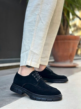 ET0237 Bağcıklı Klasik Siyah Taban  Süet Casual Erkek Ayakkabı