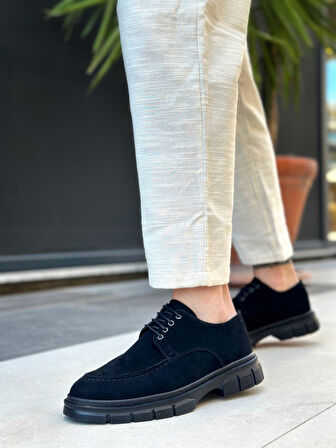 ET0237 Bağcıklı Klasik Siyah Taban  Süet Casual Erkek Ayakkabı