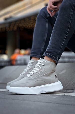 ET0318 Bağcıklı Erkek Yüksek Taban Gri Taban Spor Bot