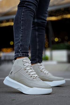 ET0318 Bağcıklı Erkek Yüksek Taban Gri Taban Spor Bot