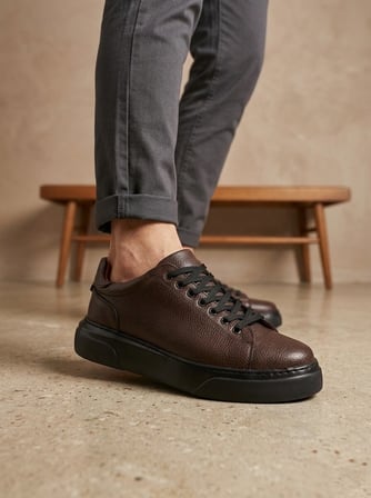 ETF-010 Erkek Sneaker Günlük Casual Spor Ayakkabı Kahverengi Siyah Taban