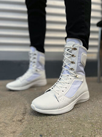 JET-799 Verton Bağcıklı Ortopedik Taban Günlük Cilt Erkek Askeri Postal Bot CBT Beyaz