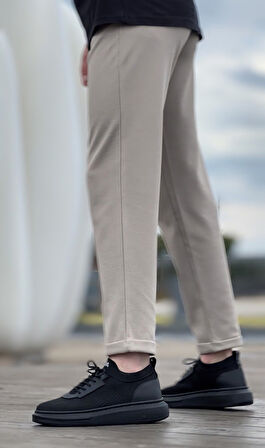 ET0812 Özel Örme Triko Tarz Siyah Renk Siyah Taban Spor Ayakkabı