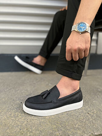 JET-153 Bloom Bağcıksız Püsküllü Cilt Erkek Günlük Spor Klasik Ayakkabı CBT - Siyah