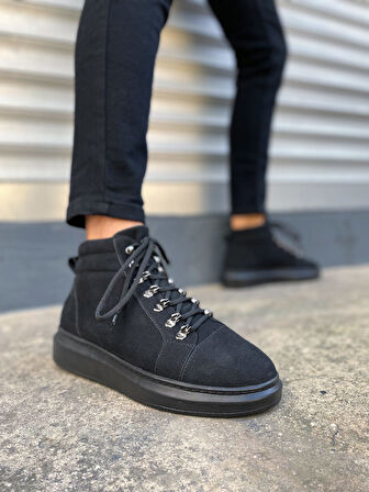 JET-206 Ottawa Bağcıklı Ortopedik Taban Süet Erkek Spor Bot SST - Siyah