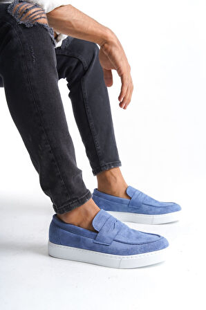 ET180 Estilo X Bağcıksız Süet Erkek Günlük Spor Klasik Ayakkabı BT - Mavi