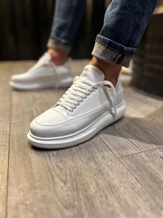 JET-914 Drake Bağcıklı Cilt Erkek Günlük Sneaker Ayakkabı CBT Beyaz