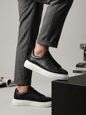 ET0247 Erkek Sneaker Günlük Casual Spor Ayakkabı Siyah