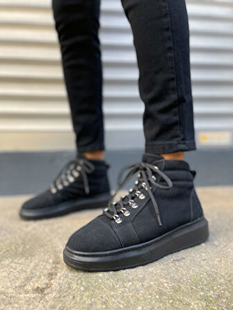 JET-206 Ottawa Bağcıklı Ortopedik Taban Süet Erkek Spor Bot SST - Siyah