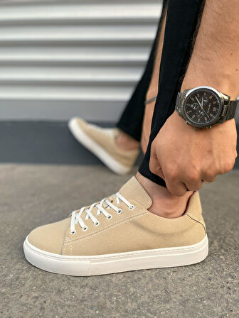 JET-122 Mode Bağcıklı Süet Erkek Günlük Sneaker Ayakkabı SBT - Bej