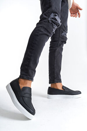 ET180 Estilo X Bağcıksız Cilt Erkek Günlük Spor Klasik Ayakkabı BT - Siyah