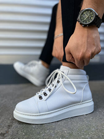 JET-206 Ottawa Bağcıklı Ortopedik Taban Cilt Erkek Spor Bot CBT - Beyaz