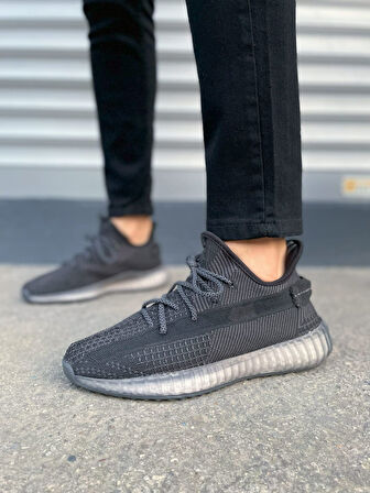 JET-305 Pulse Bağcıklı Triko Kumaş Erkek Günlük Spor Ayakkabı TBT - Siyah