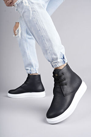 ET207 Oslo Bağcıklı Cilt Erkek Günlük Spor Bot BT - Siyah