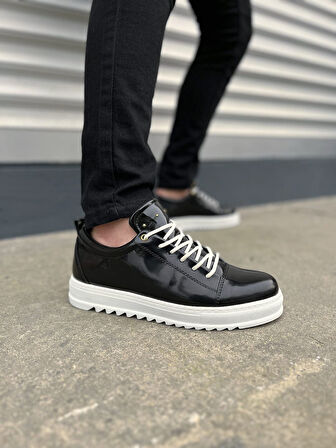 JET-152 Cool Bağcıklı Rugan Erkek Günlük Spor Klasik Ayakkabı RBT - Siyah